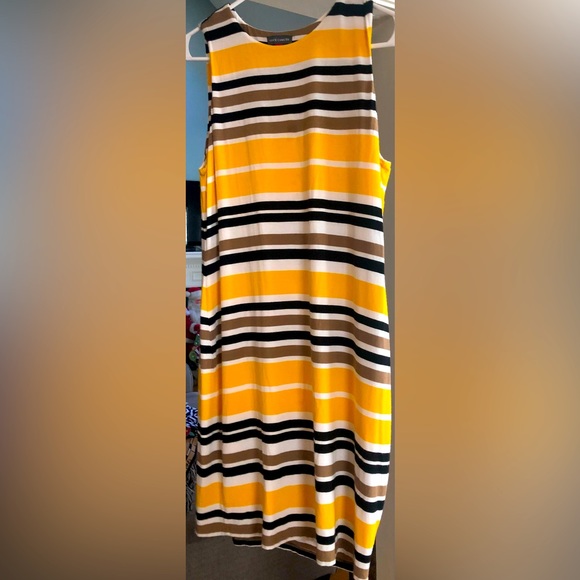 Vince Camuto Dresses & Skirts - VINCE CAMUTO Yellow White & Black Striped Dress  Size L
